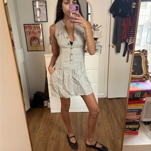 Vintage Linen Drop Waist Dress